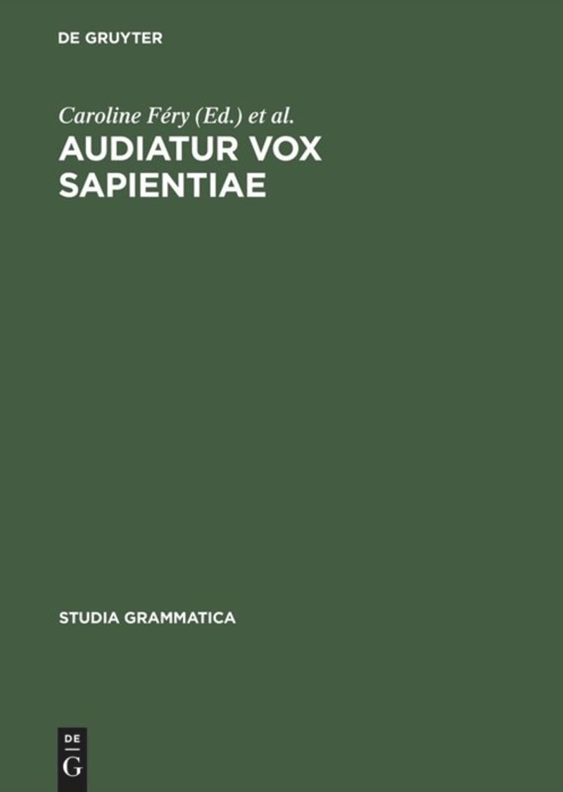 book: Audiatur Vox Sapientiae