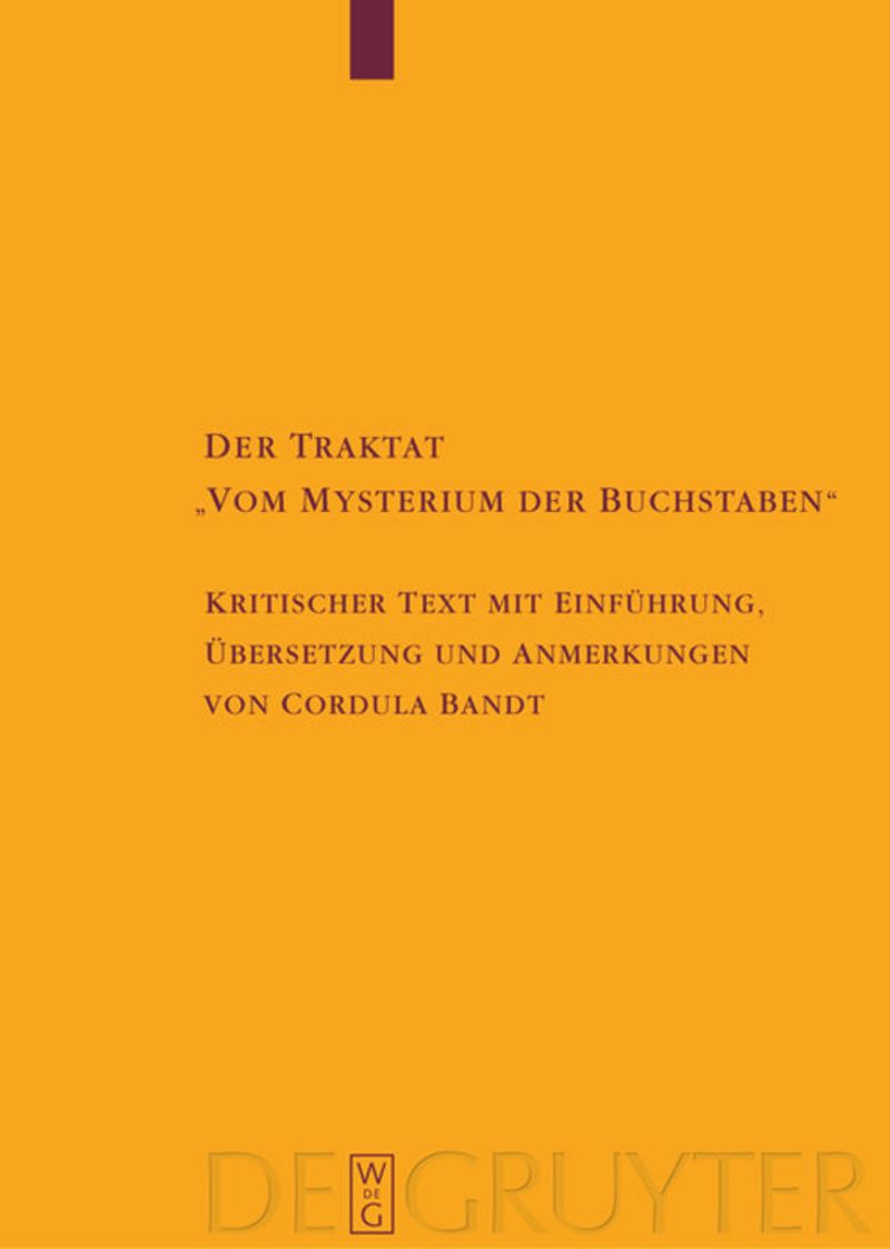 book: Der Traktat "Vom Mysterium der Buchstaben"