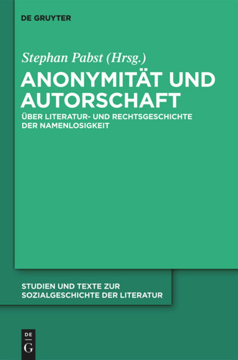 book: Anonymität und Autorschaft