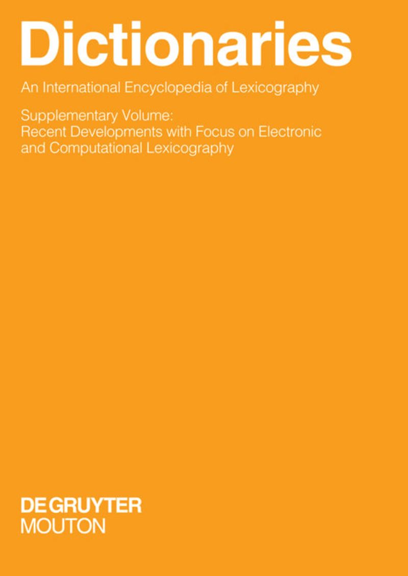 book: Supplementary Volume Dictionaries. An International Encyclopedia of Lexicography
