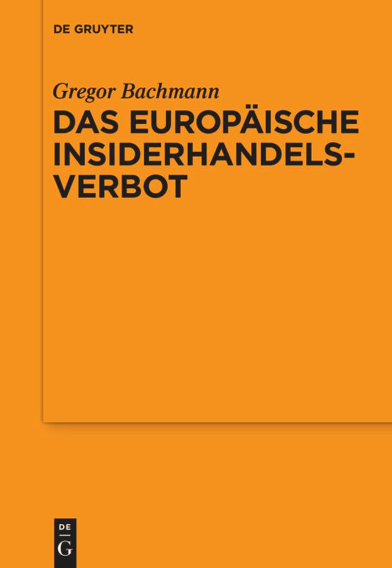 book: Das Europäische Insiderhandelsverbot