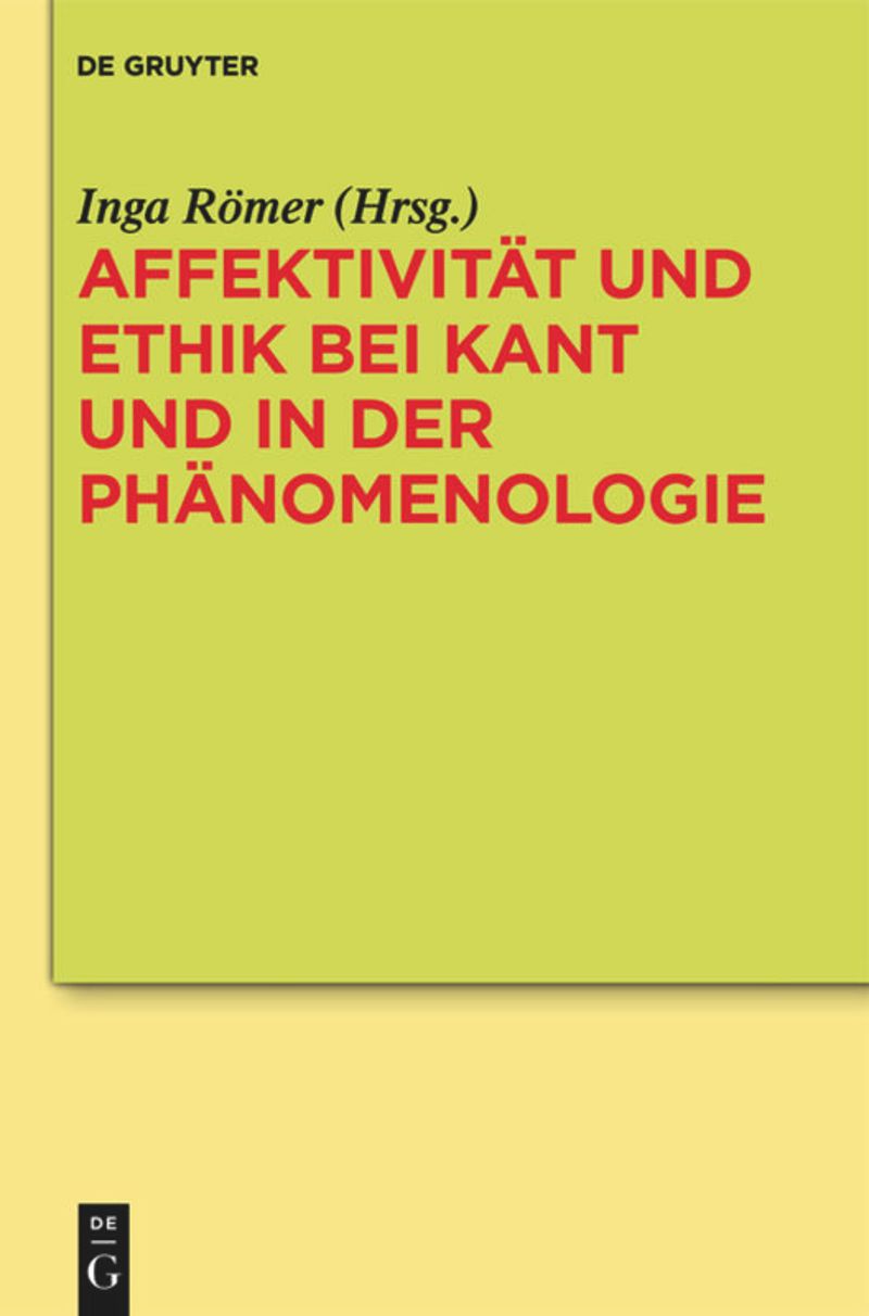 book: Affektivität und Ethik bei Kant und in der Phänomenologie
