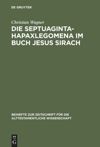 book: Die Septuaginta-Hapaxlegomena im Buch Jesus Sirach