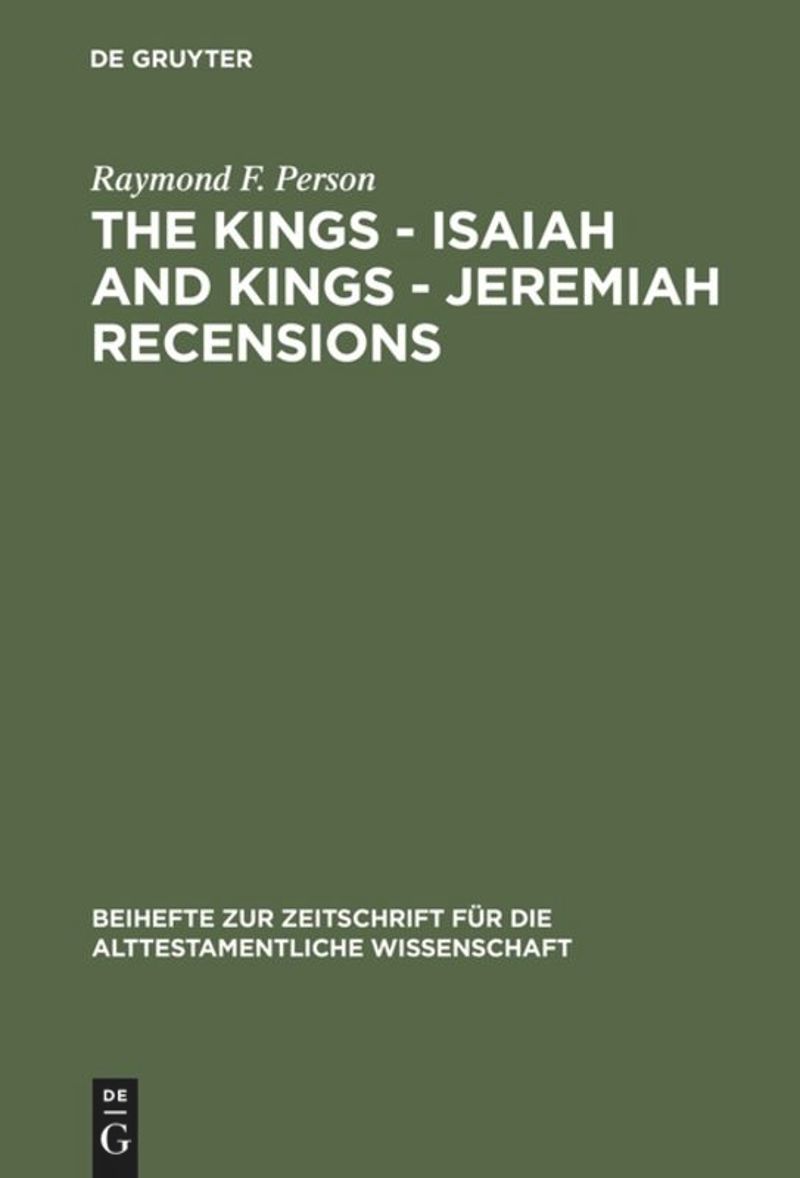 book: The Kings – Isaiah and Kings – Jeremiah Recensions