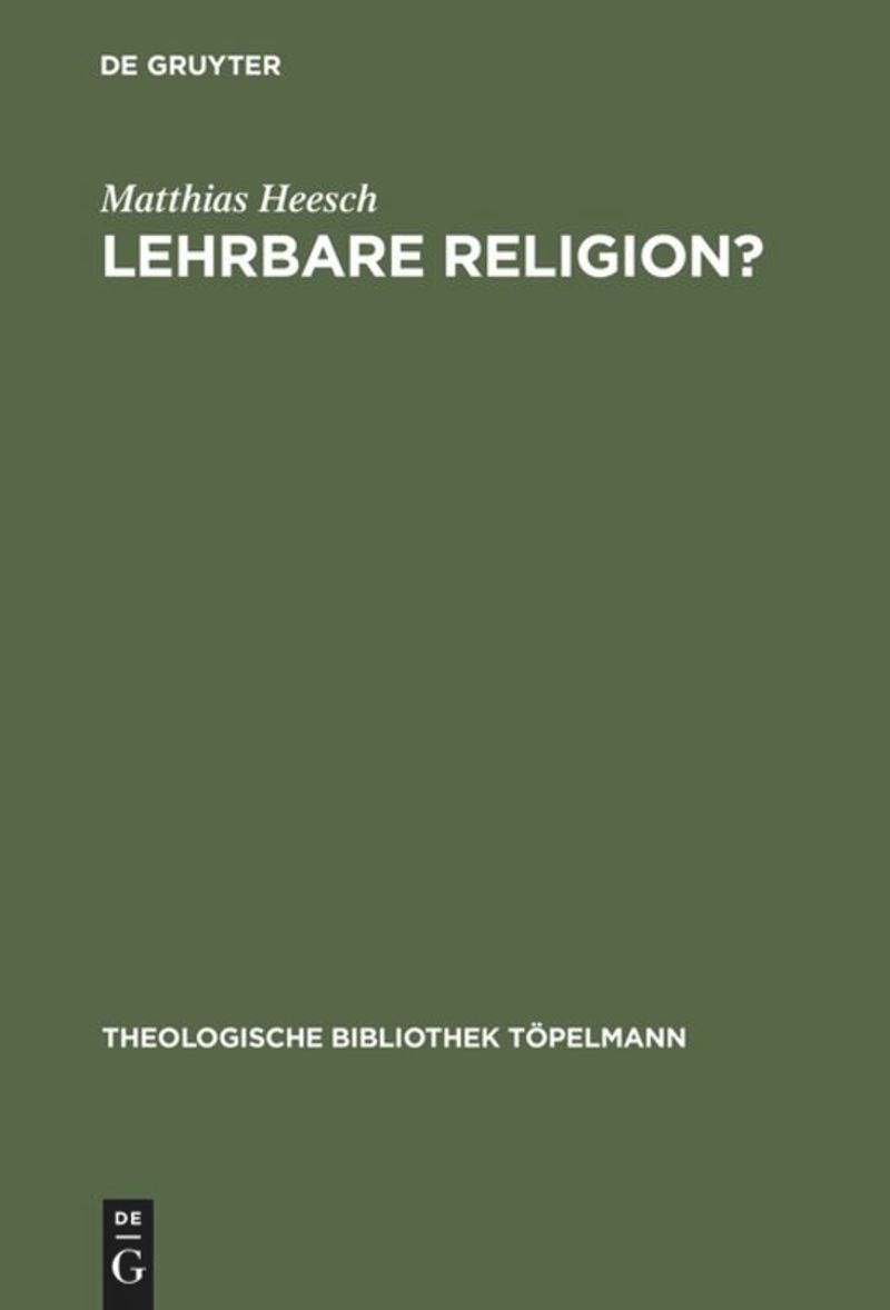 book: Lehrbare Religion?