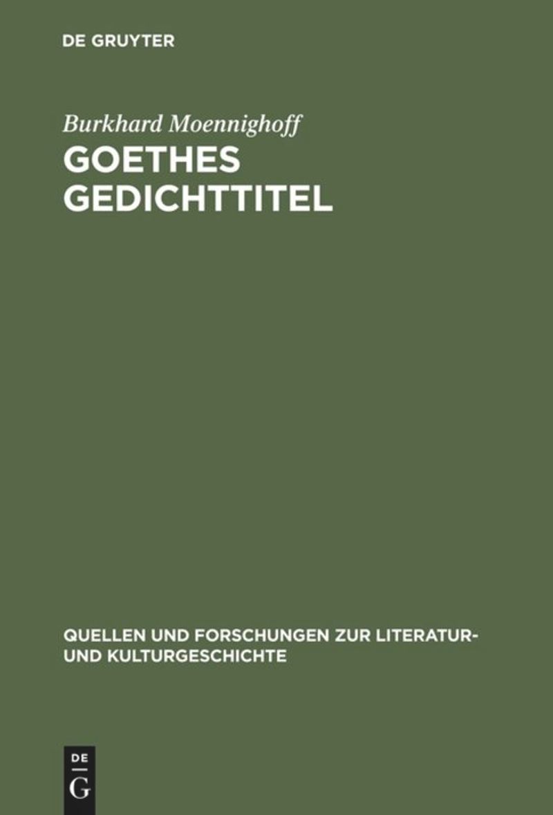 book: Goethes Gedichttitel