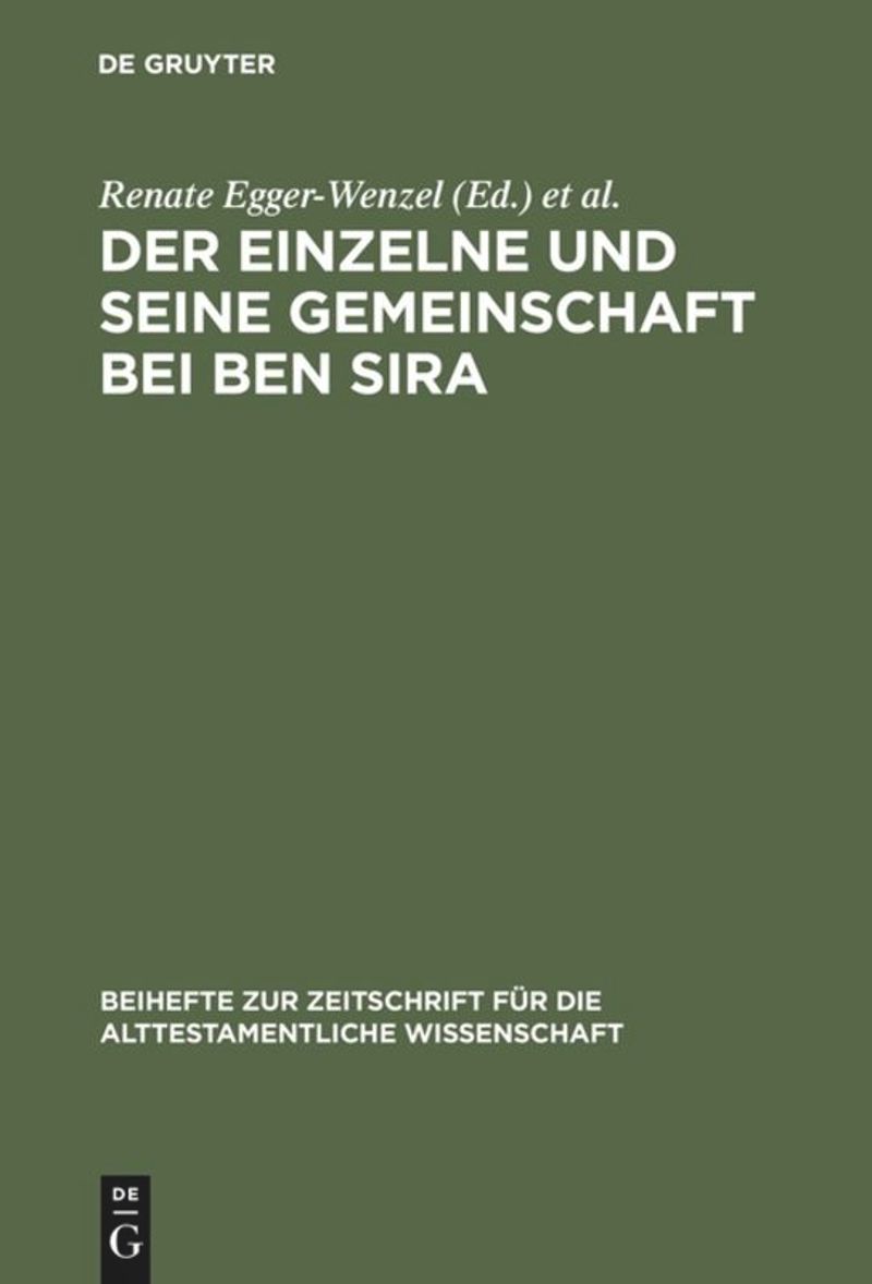book: Der Einzelne und seine Gemeinschaft bei Ben Sira