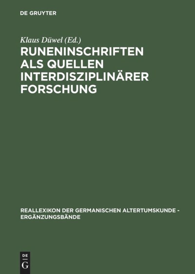 book: Runeninschriften als Quellen interdisziplinärer Forschung