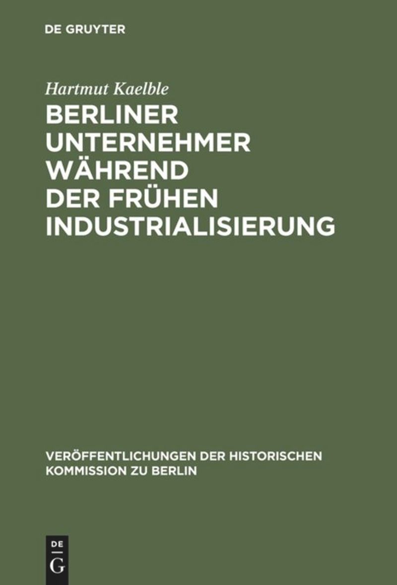 book: Berliner Unternehmer während der frühen Industrialisierung