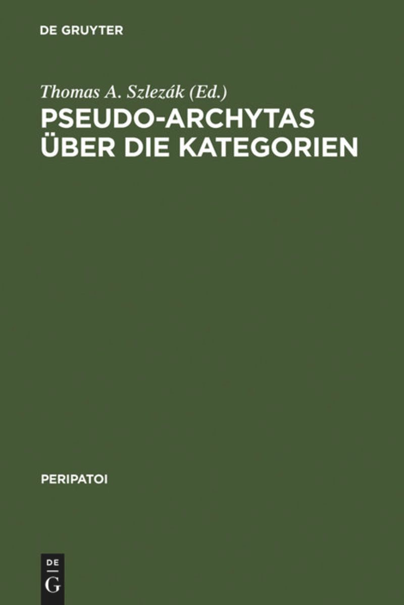 book: Pseudo-Archytas über die Kategorien