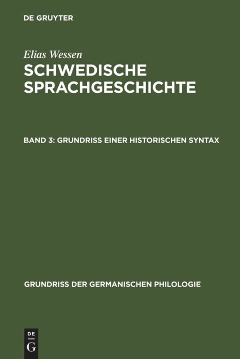 book: Band 3 Grundriß einer historischen Syntax