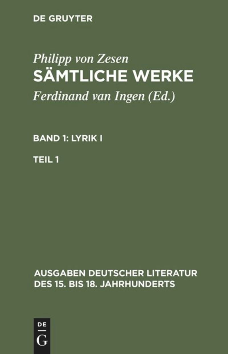 book: Band 1/1 Lyrik I. Erster Teil