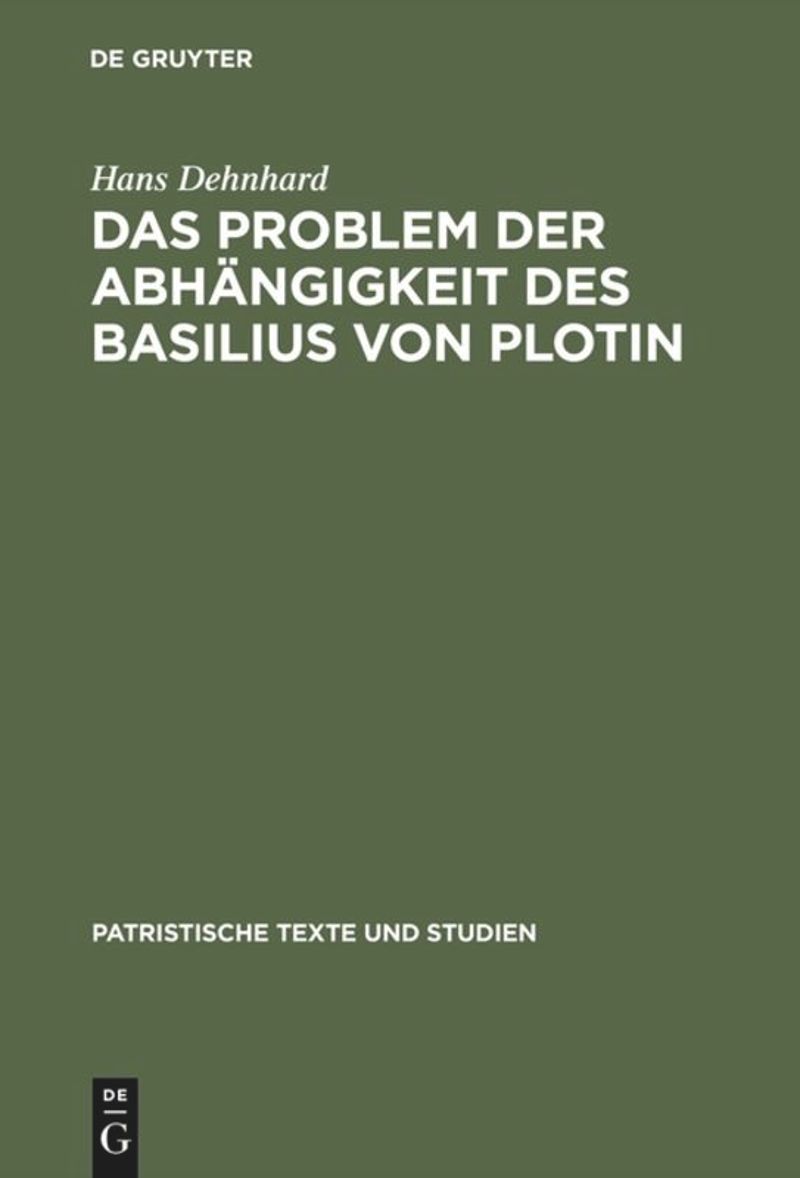 book: Das Problem der Abhängigkeit des Basilius von Plotin