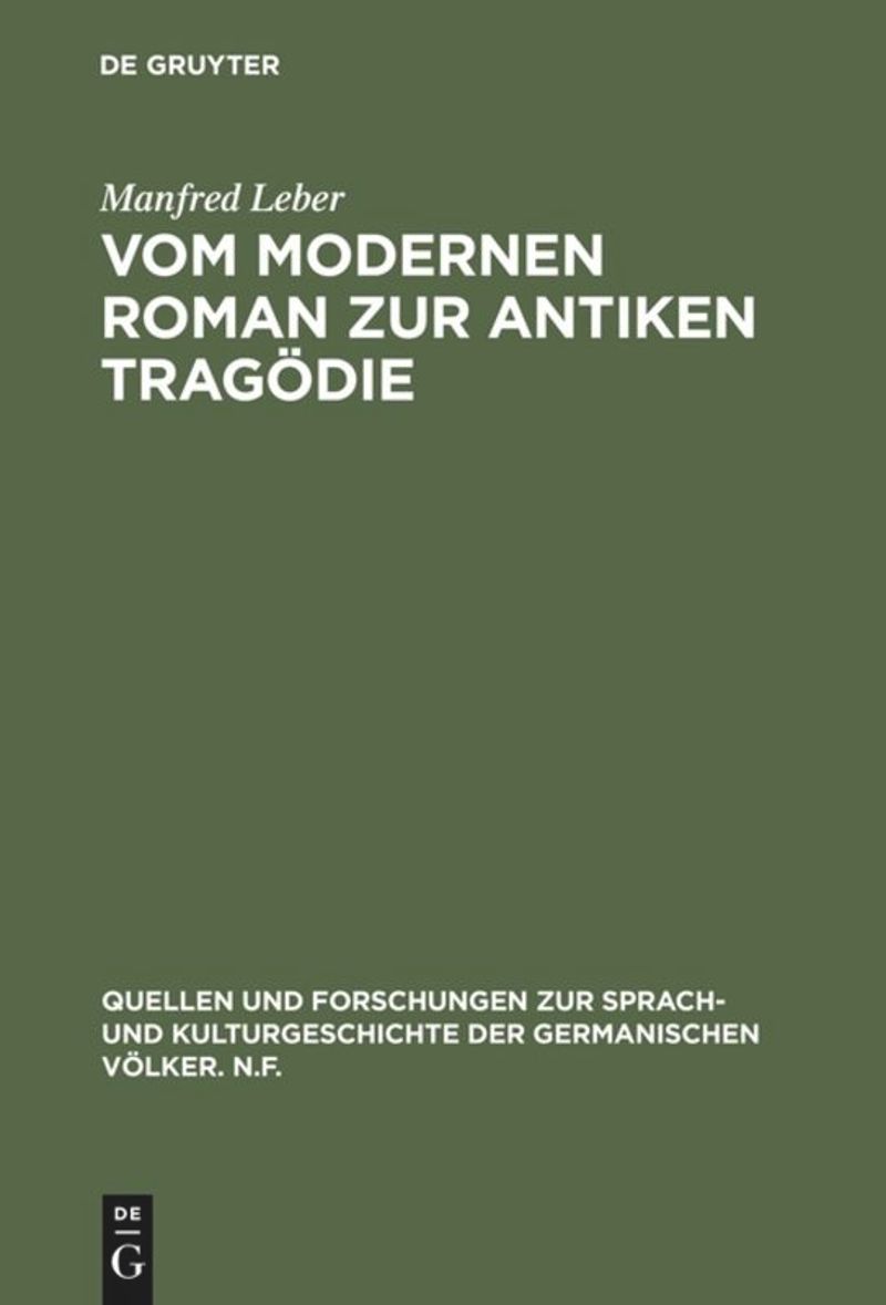 book: Vom modernen Roman zur antiken Tragödie