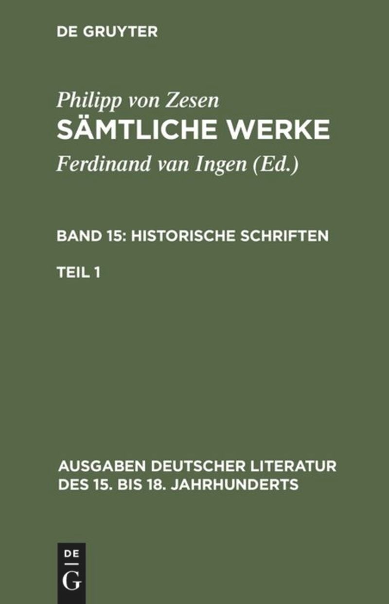 book: Band 15/1 Historische Schriften. Erster Teil