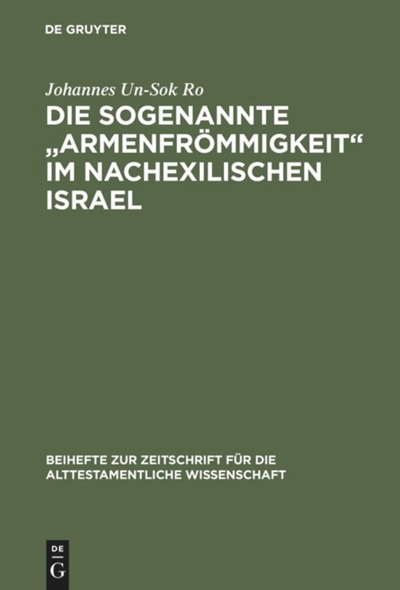 book: Die sogenannte „Armenfrömmigkeit“ im nachexilischen Israel