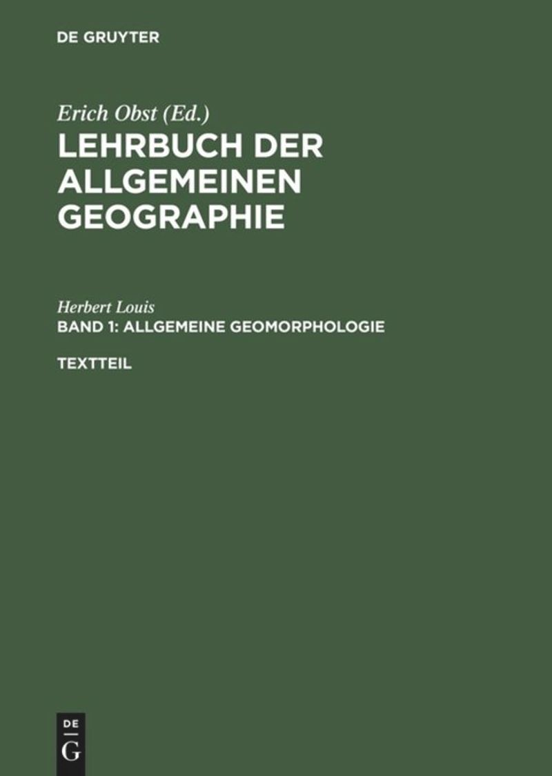 book: Band 1 Allgemeine Geomorphologie
