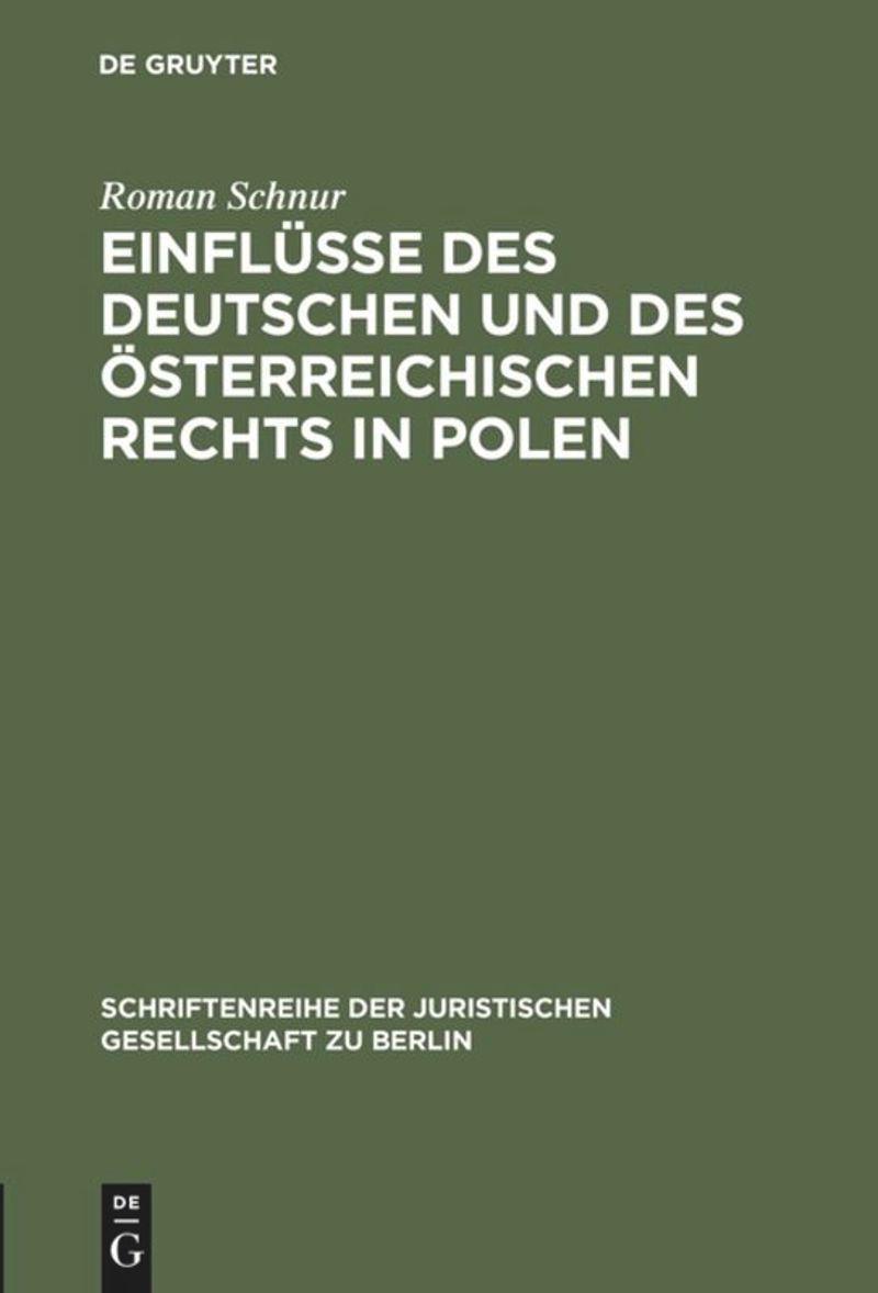 book: Einflüsse des deutschen und des österreichischen Rechts in Polen