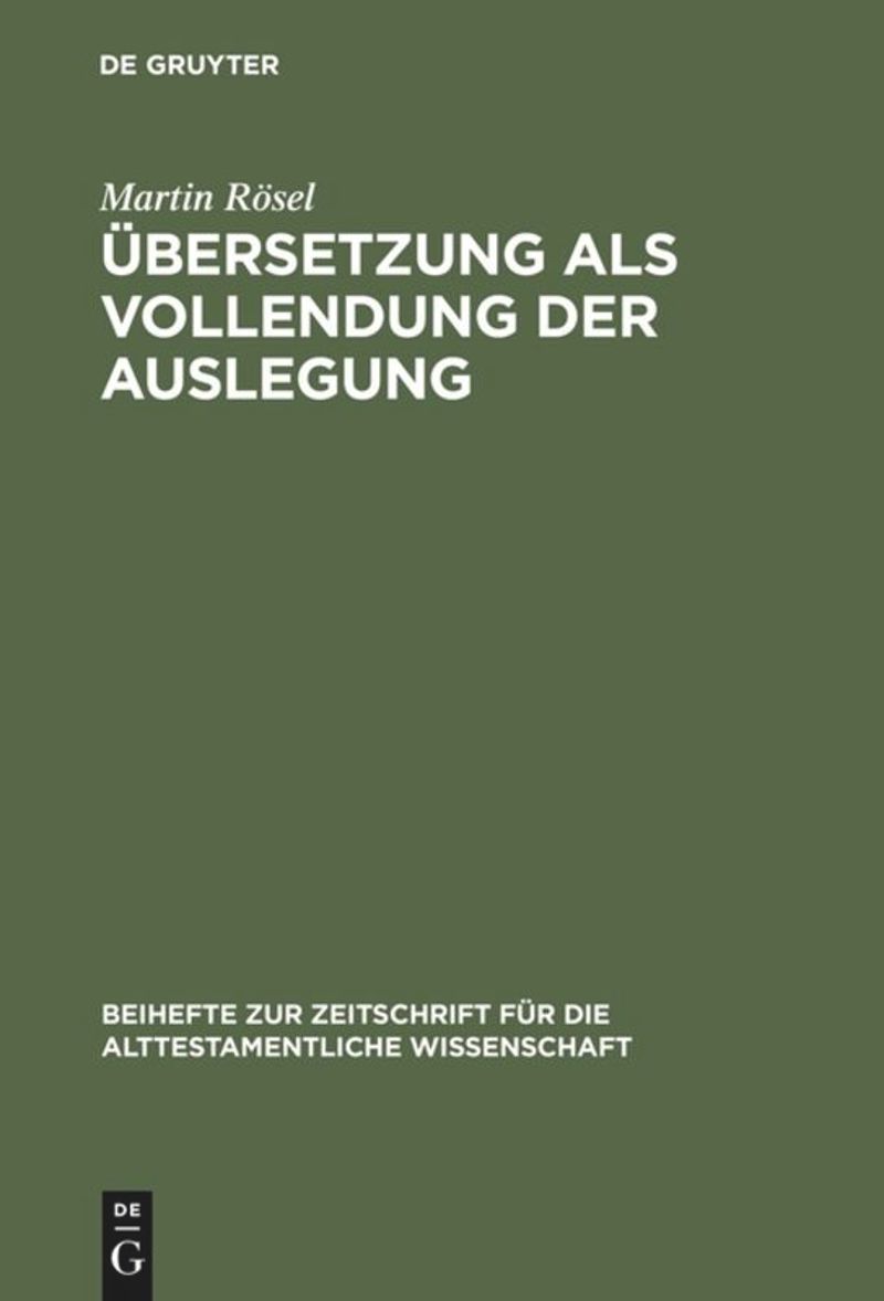 book: Übersetzung als Vollendung der Auslegung