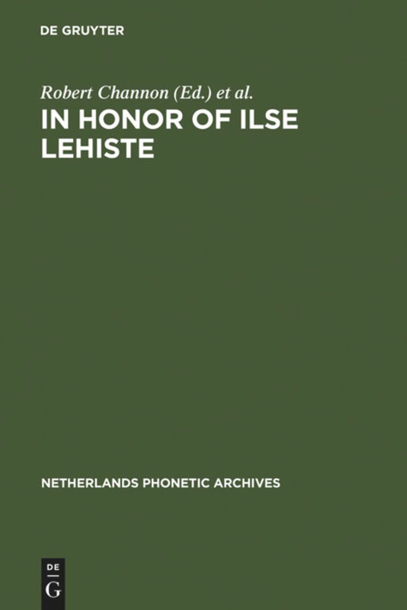 book: In honor of Ilse Lehiste