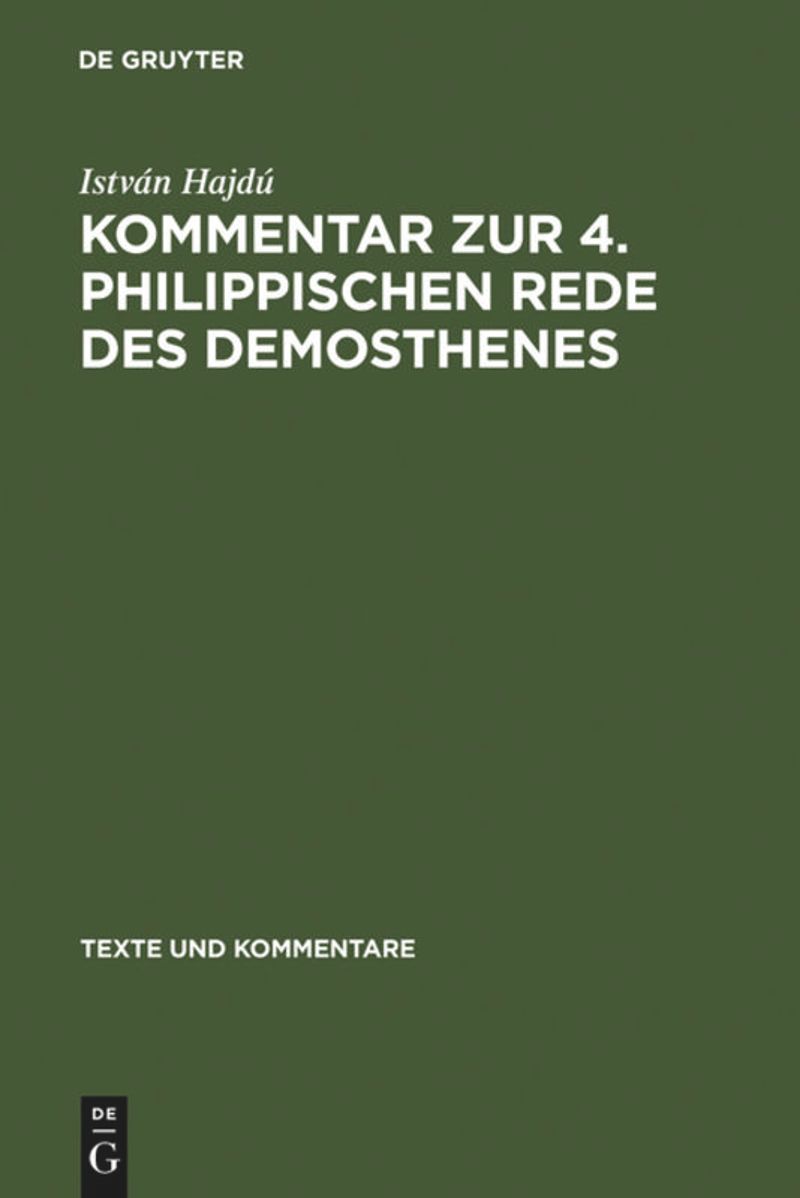 book: Kommentar zur 4. Philippischen Rede des Demosthenes