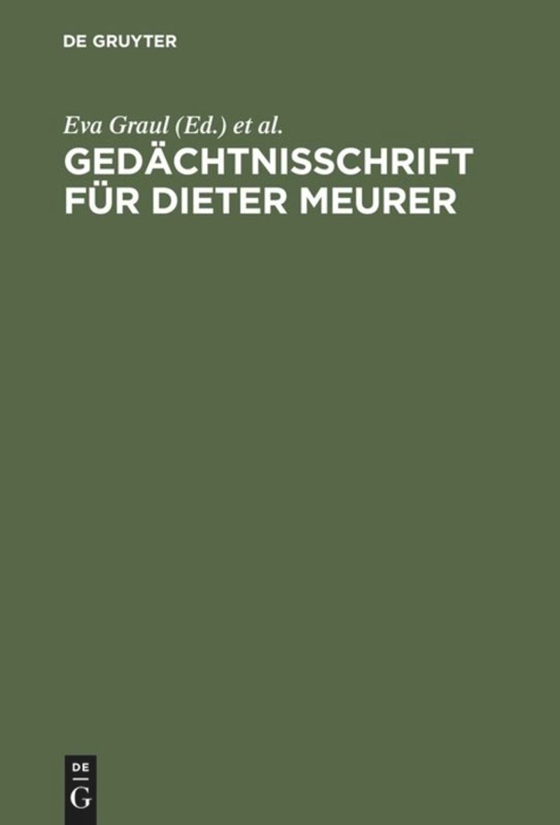 book: Gedächtnisschrift für Dieter Meurer