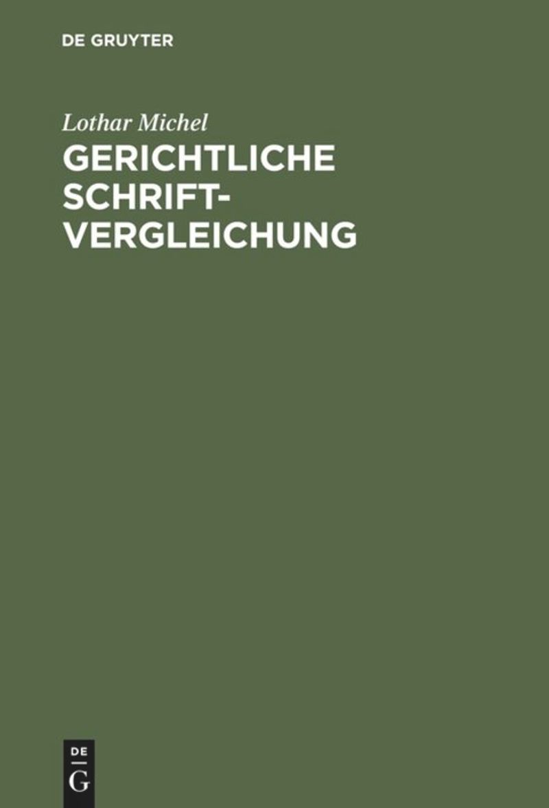 book: Gerichtliche Schriftvergleichung