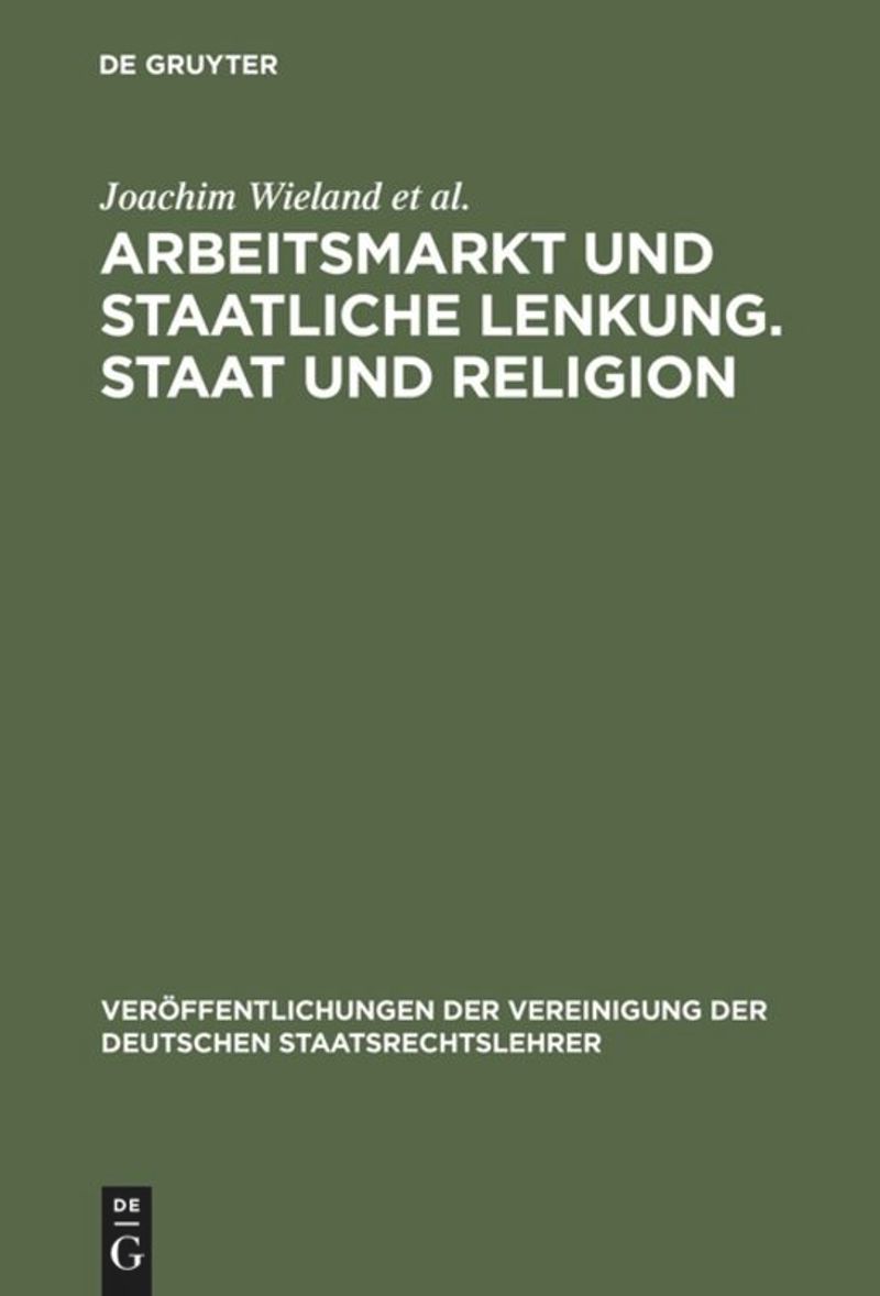 book: Arbeitsmarkt und staatliche Lenkung. Staat und Religion