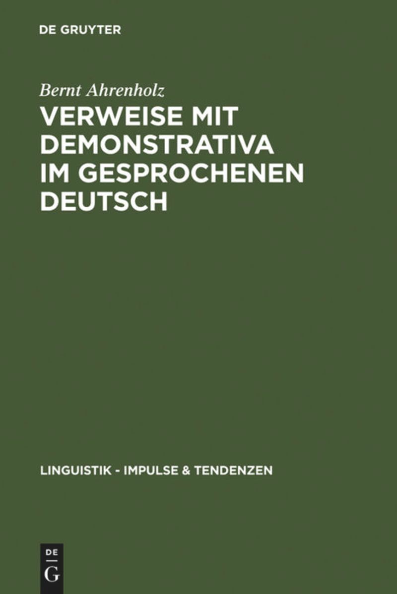 book: Verweise mit Demonstrativa im gesprochenen Deutsch