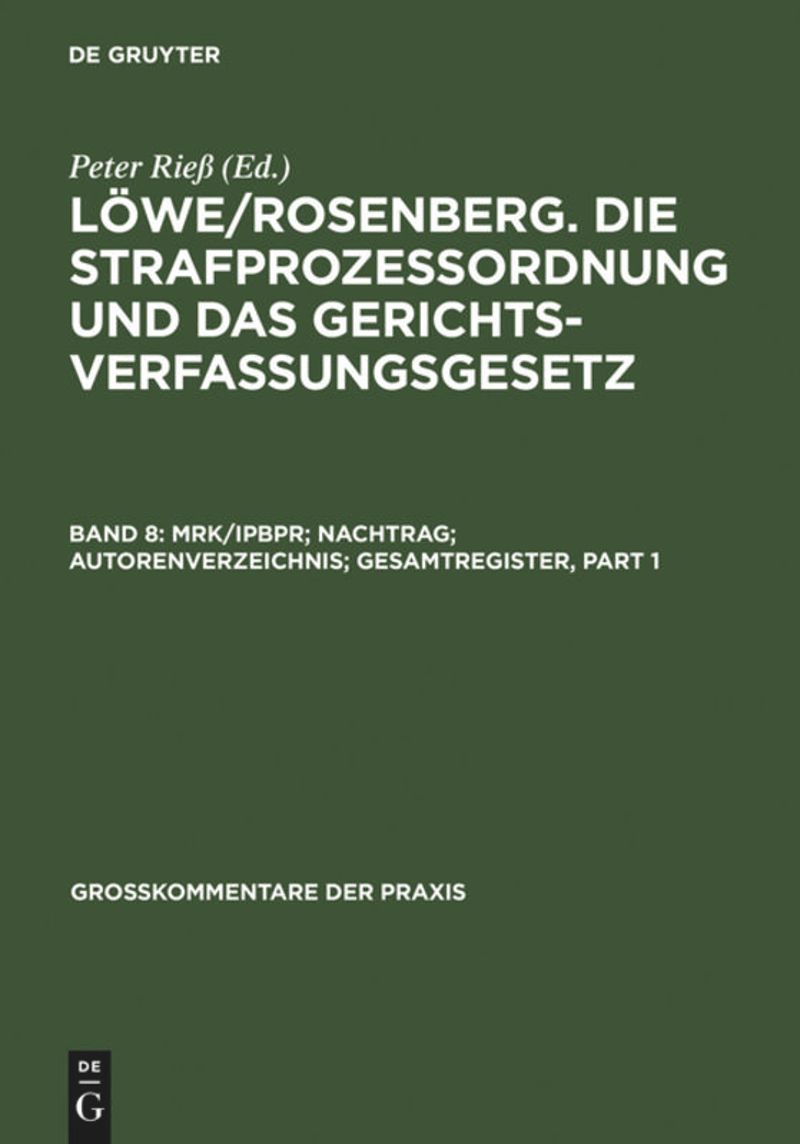 book: Band 8 MRK/IPBPR; Nachtrag; Autorenverzeichnis; Gesamtregister