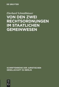 book: Von den zwei Rechtsordnungen im staatlichen Gemeinwesen
