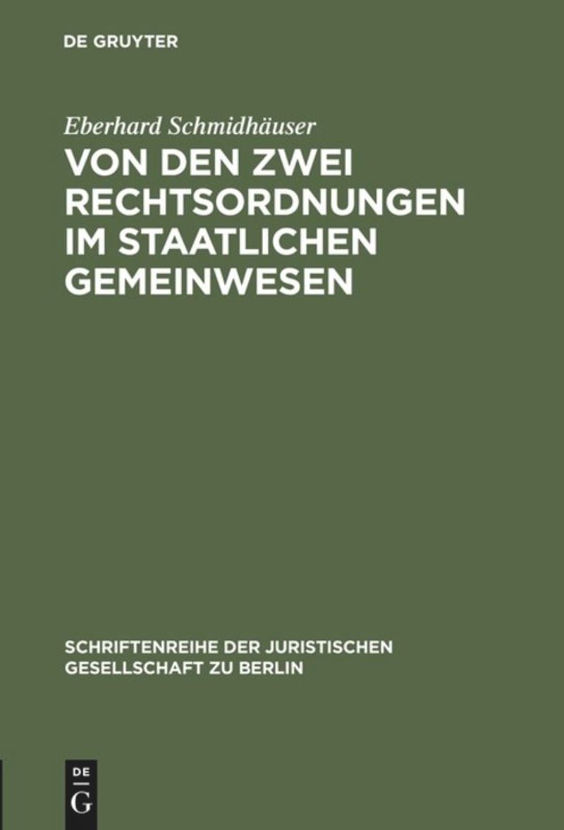 book: Von den zwei Rechtsordnungen im staatlichen Gemeinwesen