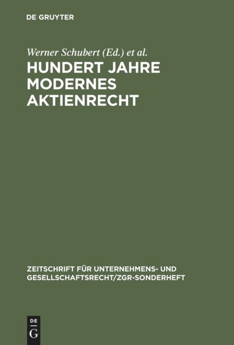 book: Hundert Jahre modernes Aktienrecht