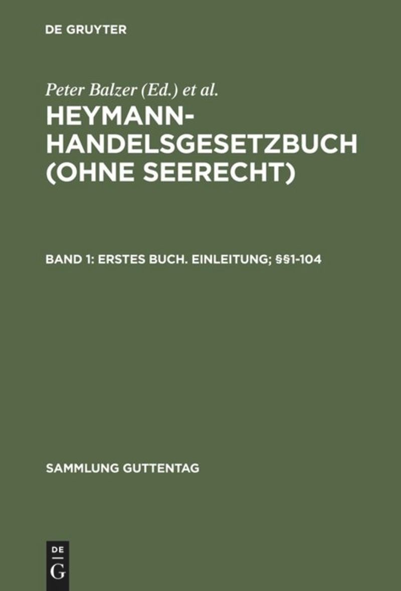 book: Band 1 Erstes Buch. Einleitung; §§1-104