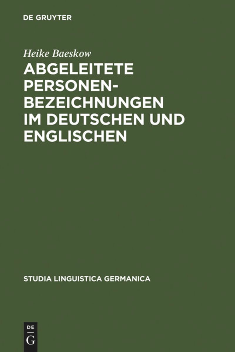 book: Abgeleitete Personenbezeichnungen im Deutschen und Englischen