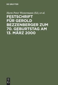 book: Festschrift für Gerold Bezzenberger zum 70. Geburtstag am 13. März 2000
