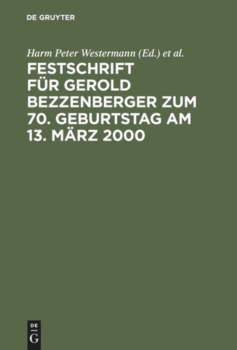 book: Festschrift für Gerold Bezzenberger zum 70. Geburtstag am 13. März 2000
