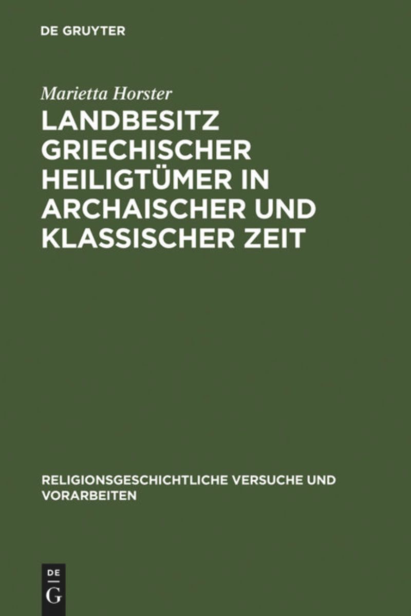 book: Landbesitz griechischer Heiligtümer in archaischer und klassischer Zeit