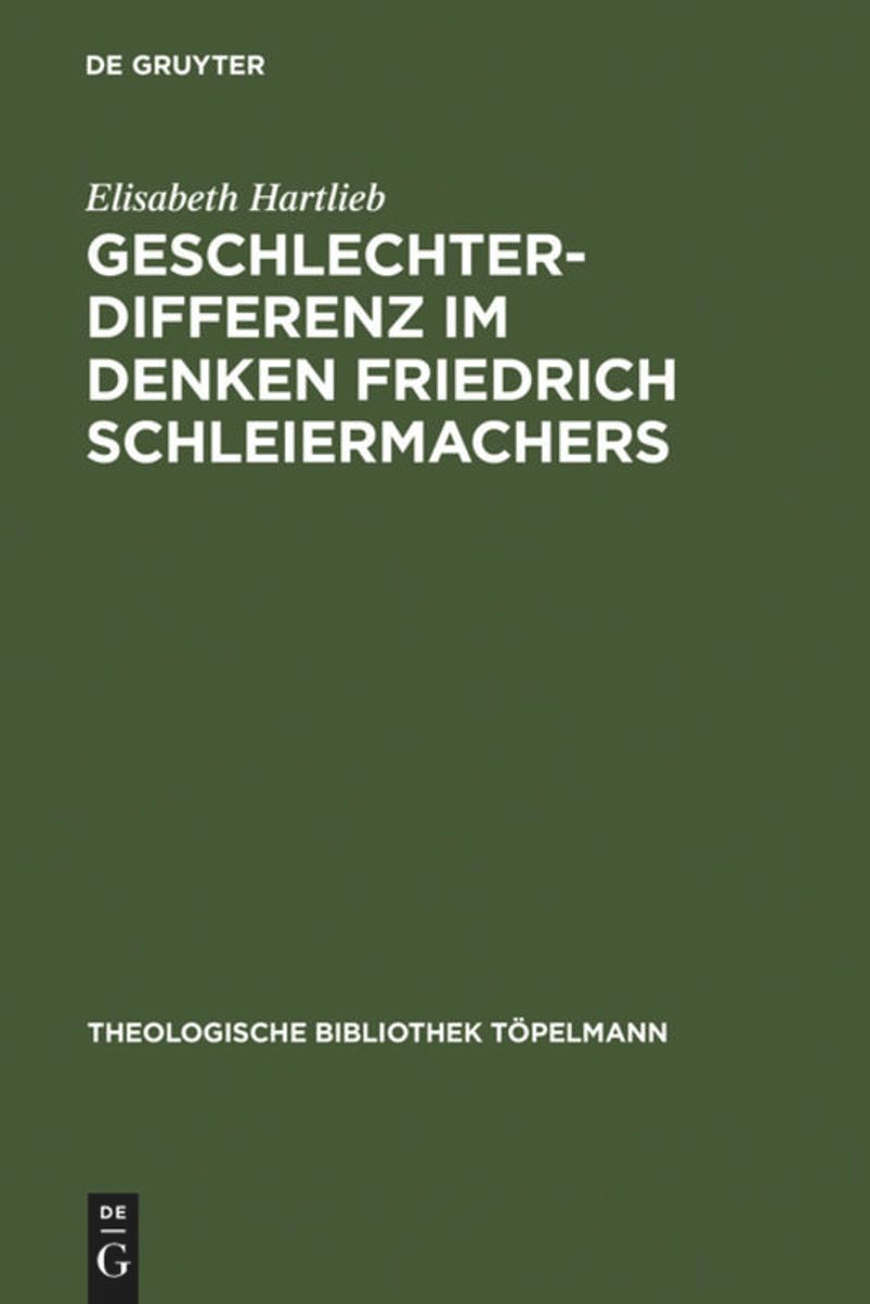 book: Geschlechterdifferenz im Denken Friedrich Schleiermachers