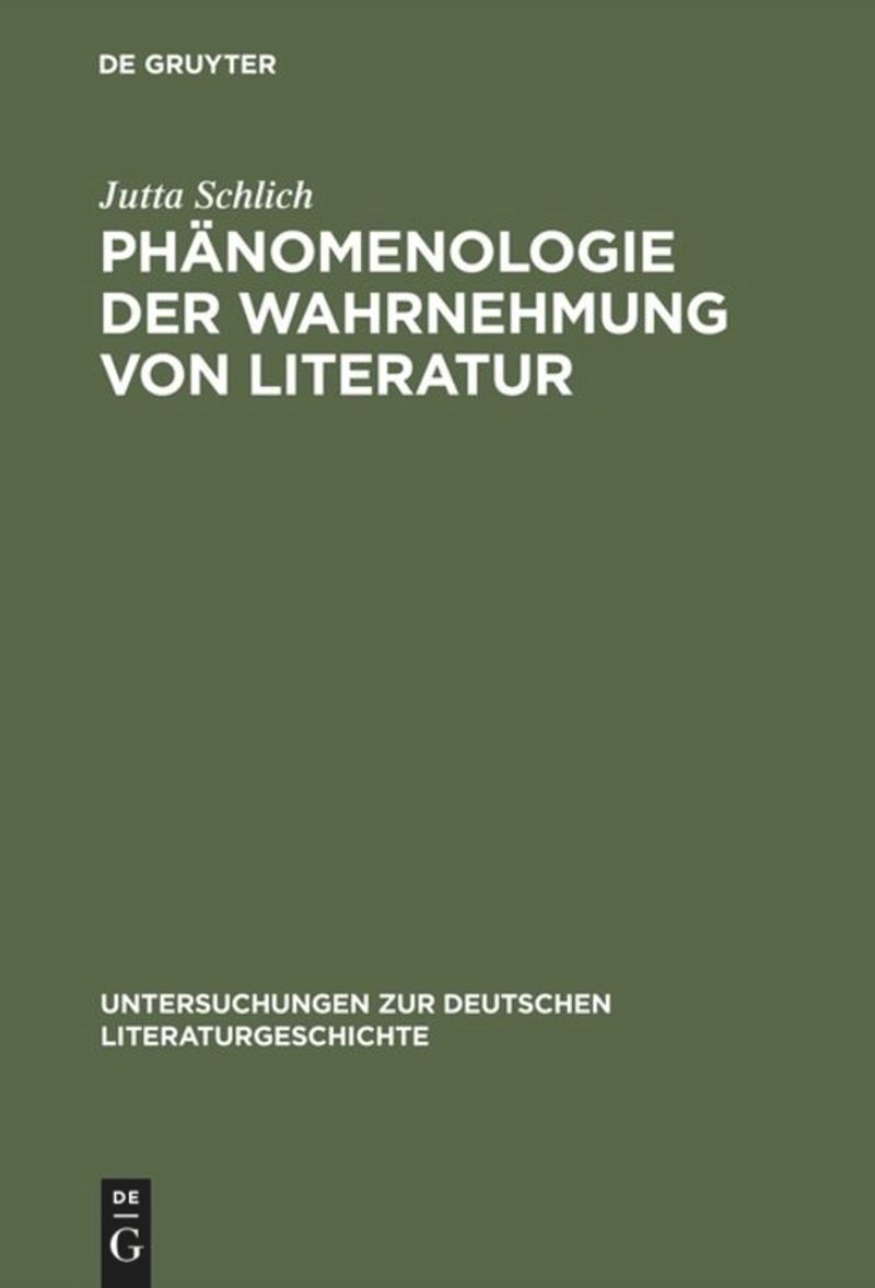 book: Phänomenologie der Wahrnehmung von Literatur