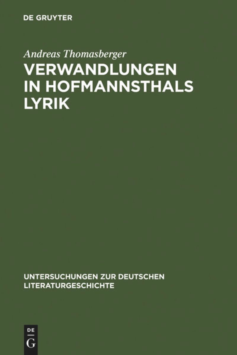 book: Verwandlungen in Hofmannsthals Lyrik