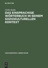 book: Das einsprachige Wörterbuch in seinem soziokulturellen Kontext