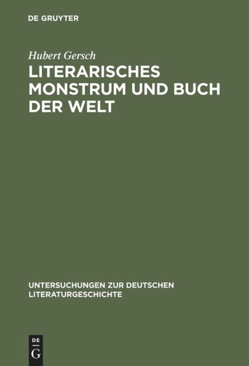 book: Literarisches Monstrum und Buch der Welt