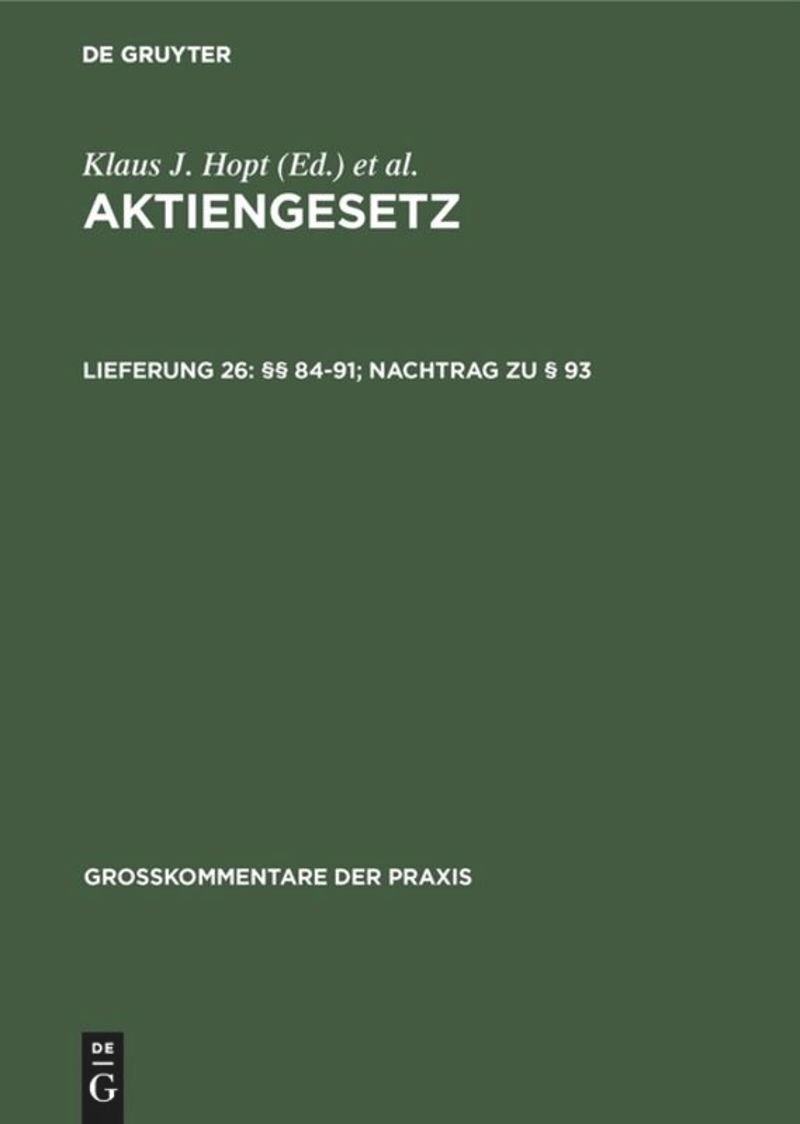 book: Lieferung 26 §§ 84-91; Nachtrag zu § 93