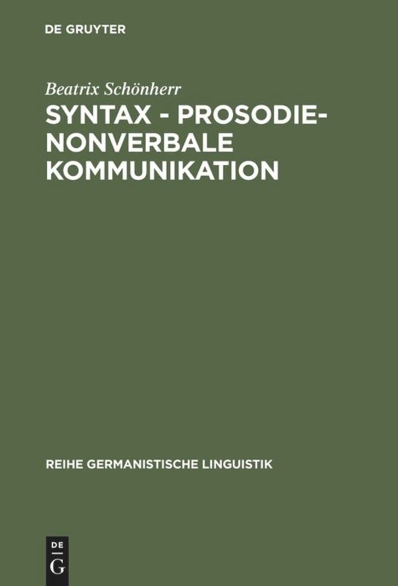 book: Syntax - Prosodie - nonverbale Kommunikation