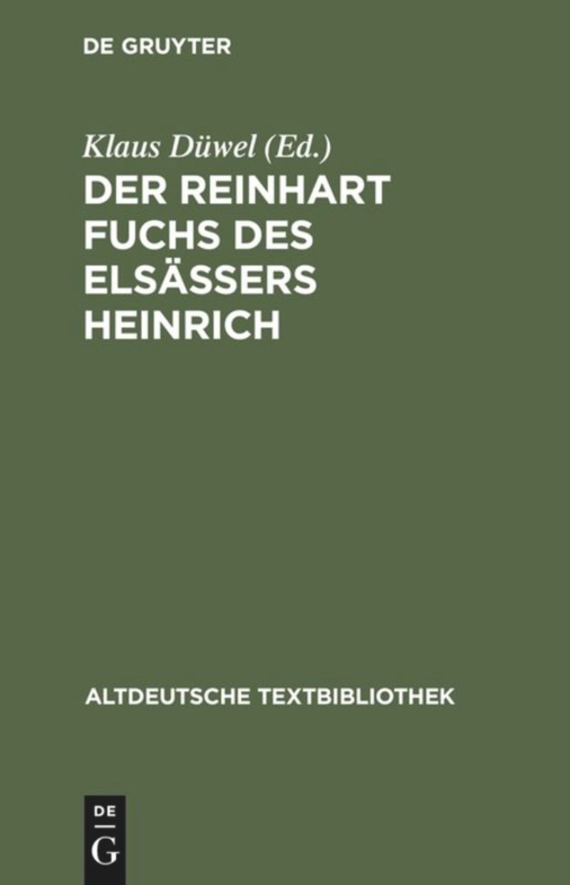 book: Der Reinhart Fuchs des Elsässers Heinrich