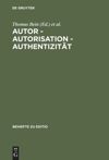 book: Autor - Autorisation - Authentizität