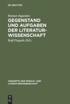 book: Gegenstand und Aufgaben der Literaturwissenschaft