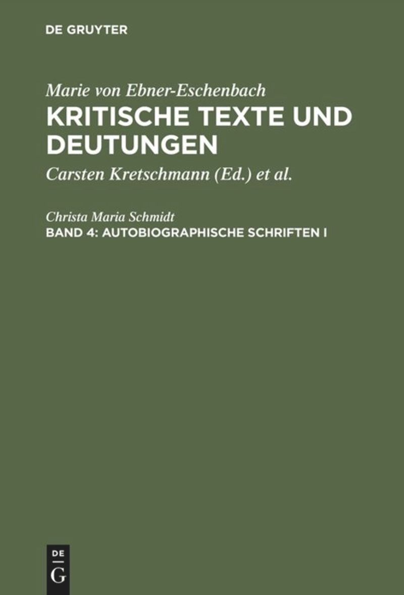 book: Band 4 Autobiographische Schriften I