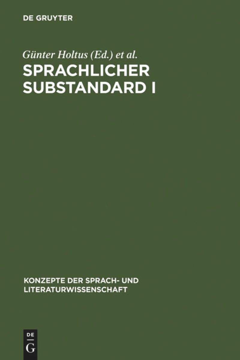 book: Sprachlicher Substandard I